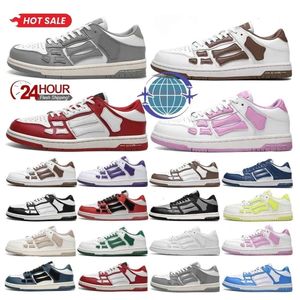 Designer Bones Shoe Uomo Donna Skel Low Vera pelle Scheletro di lusso Blu Rosso Bianco Nero Verde Grigio Marrone Coppia Casual Uomo Donna Sport Sneaker Scarpe da corsa tn