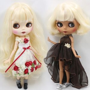 얼음 DBS Blyth Doll Nobl340 금발의 물결 모양 머리 무광택 얼굴 16 BJD OB24 애니메이션 소녀 240311