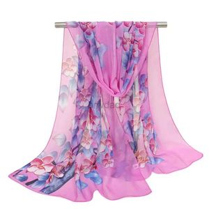 Sarongs New Fashion Chiffon Flower Printed Small Silk Scarf Womens Shawl and Wrapped Womens Headband Stoles Dance Beach Towel 24325