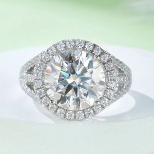 GRA-certifierad VVS1 5CT Moissanite Diamond Ring för kvinnor 100% 925 Sterling Silver Godkvalitet Bröllopsmycken Pass Diamond Test Size 6-11