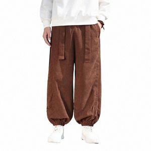 2023 Autumn Winter Thicken Corduroy Sweatpants Male Baggy Jogger Fi Streetwear Loose Vintage Casual Straight Pants Man X3W4#