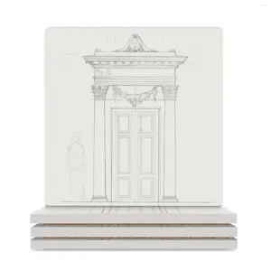 Table Mats Classical Architecture Drawing Doorway Ceramic Coasters (Square) Cup Pads Coffee Plate