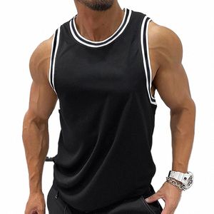 män solid ärm rund hals sport fitn t-shirt utomhus träning tank topp tees mäns dagliga gym sport undertröja u40i#