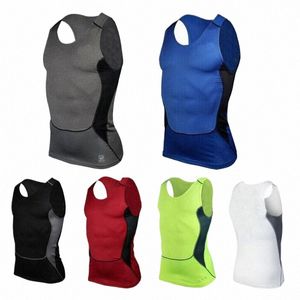 men's Quick Dry Fitn Base Layer Top Compri Sleevel Breathable Shirts Sport Vest E5VW#