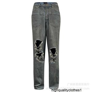 Designer High Version B Family 23SS Herumnwinter Casual und vielseitige Männer- und Frauen-gewaschene und abgenutzte Distressed Reverse Pocket Jeans Chjg