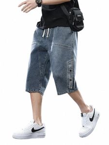 летние мужские короткие джинсы бриджи хип-хоп уличная одежда мешковатые джинсовые шорты Cott повседневные прямые брюки-капри плюс размер 8XL o9Tn#
