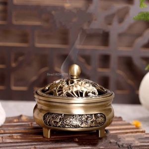 Burners Pure Copper Antique Threelegged Aromatherapy Stove DIY Household Indoor Pan Incense Wire Incense Burner Tea Ceremony Decoration