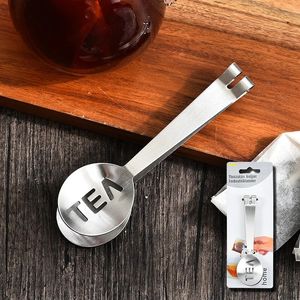 Återanvändbar rostfritt stål Tepåsar TEGS TEABAG SPRESER Silderhållare Grip Metal Spoon Mini Sugar Clip Tea Leaf Sil