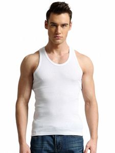 100% Cott Men's Bielid Tank Top Men Wysokiej jakości kulturystyka Singlet Slim Cleevel Slim T-shirts Fit Vest Men Tank Tops U2fn#