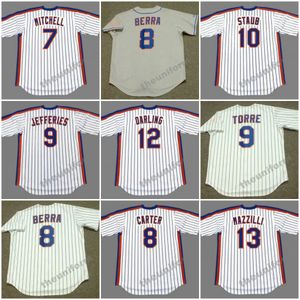 Masculino 1965-1987 Novo JOSE REYES KEVIN MITCHELL GARY CARTER YOGI BERRA GREGG JEFFERIES JOE TORRE 10 STAUB RON DARLING LEE MAZZILLI Retrocesso York Camisa de beisebol S-5XL