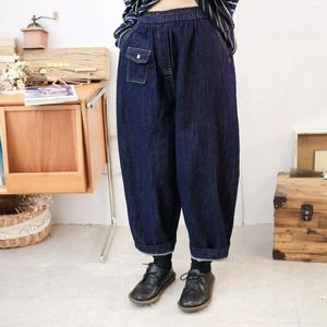 Women's Jeans 70-106cm Bust Spring Autumn Women All-match Sweet Mori Kei Loose Vintage Comfortable Elastic Waist Denim Cotton Pants