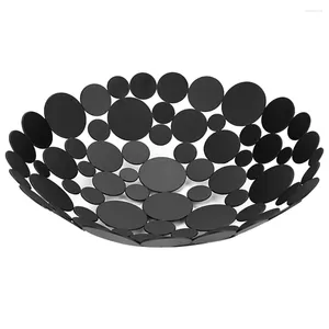 Jewelry Pouches Metal Fruit Bowl Basket Creative Table Centerpiece Stand Decorative Countertop Holder (Black)