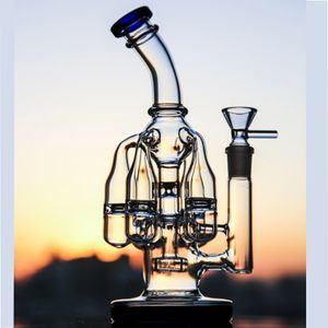 Große Glasbong Klein Recycler Dab Rigs Wasserpfeifen Shisha Rauchglaspfeife Öl Wasserbongs Zigarettentabak mit 14-mm-Schüssel