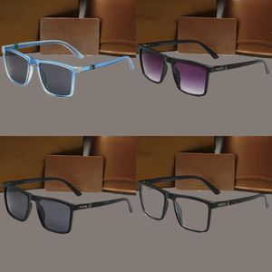 Sonnenbrille für Damen, PC-Material, klare blaue Spiegelbeine, Rahmen im Leoparden-Stil, optische Brille, Designer-Farbverlauf, lila UV400-Linse, modische Brille, trendige HJ079 C4