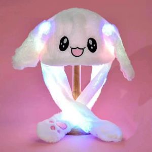 Chapéus LED Luz Coelho Orelha Movendo Chapéu Bonito Animal Chapéu de Pelúcia com Brilhante Luminoso Cosplay Jumping Movendo Orelhas Cap para Crianças Chapéu Engraçado