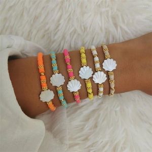 Strand CCGOOD Stackable Polimer Clay Heishi Bransoletka dla kobiet Natural Shell Bracelets Prezent Bracelets Boho Summer Beach Jewelry