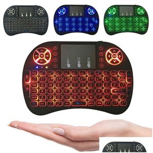 Tangentbord RII i8 Fly Air Mouse 2.4G Colorf Backlit Backlight Wireless Toucad Keyboard MTIFUNCTION FÖR PC PAD Android TV Box MXQ V88 X9 OT8YU