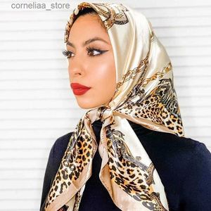 Bandanas Durag Bandanas Durag 2023 Ny mode Silk Square Scarf For Women 90*90cm Neck Hair Tie Band Bag Warp Soft Neckerchief Hijab Headscarf Female Foulard Y240325