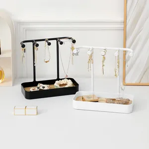 Bolsas de jóias destacável moda organizador display para brinco colares rack de armazenamento com base de madeira pulseira pendurado titular