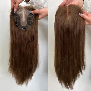 Toppers #4 Europejskie Virgin Hair Prosty No Warstwy Oddychające koronkowe przednie włosy Toppers w przedłużanie włosów dla kobiet