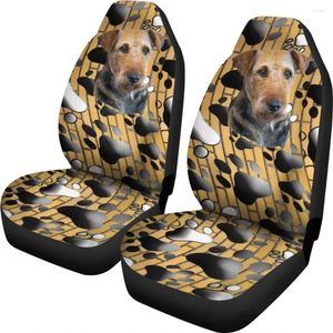 Car Seat Covers Airedale Terrier Dogs With Pawprints In Yellow Printed