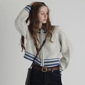 Women's Knits 22ss Autumn And Winter Casual Commuter Wool Sweater Letm Alpaca Crash Knit Zipper Women Long Sleeve Cardigan Jacket