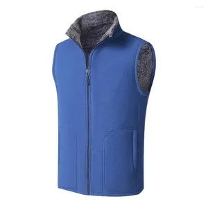 Gilet da uomo Gilet invernale da uomo Senza maniche Colletto alla coreana Tinta unita Pile spesso Mantieni caldo Taglie forti Gilet di protezione del collo per tutti i giorni