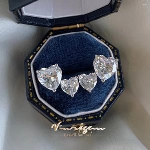 Kolczyki stadninowe Vinregem 18k białe złote serce Cut 7 7 mm Sapphire Studs Ear Studs dla kobiet 925 Srebrna biżuteria