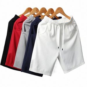 herr sommarstrandbyxor mesh sport joggar casual löpning shorts elastisk midja fast färg korta byxor svettpant droppfartyg b6kf#