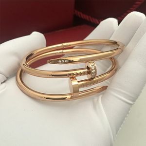 Prego pulseira de prata 4 cores marca clássica prego aberto pulseiras temperamento feminino simples na moda pulseira de aço inoxidável parafuso pulseira para presente feminino