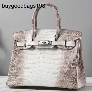 Designer Bag Himalayans handväskor äkta läder himalayans väska på vit lyx ren handgjorda höggrad krokodil hud kvinnlig original logotyp