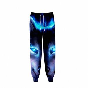 Wolf Animals Fi Men Spår Jogger Baggy Pants Hip Hop Sweatpants Pantal Homme Streetwear Sweat 3D Byxor Gymkläder Q5BU#