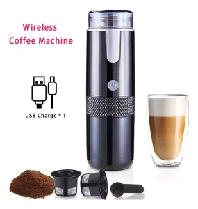 Verktyg Portable Capsule Coffee Machine Electric Coffee Maker Coffee Bean Grinder Wireless Espresso Maker för Camping Travel Home Office