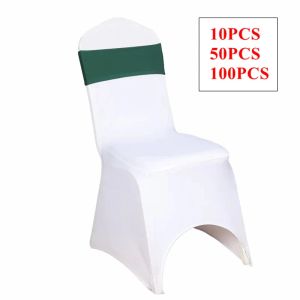 Пояса Темно-зеленый однослойный ремень для стула из лайкры Спандекс Пояс для стула с бантом Подходит для чехла на стул Свадебное событие Вечеринка Рождественское украшение