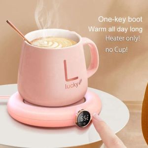 Yapımcılar USB Kupa Isıtıcı Mini Taşınabilir Kahve Kupa Isıtma Coaster Akıllı Dijital Ekran Termostatik Ayarlama Süt Çayı için Isıtıcı