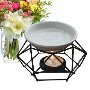 Burners Burner Iron Oil Room Spa Tealight Home Ceramic Aroma Meditation Fragrance Base Wax Decor Essential Diffuser Candle Holder