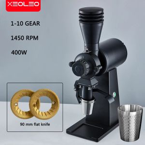 Ferramentas Xeoleo moedor elétrico italiano casa moedor de café comercial espessura ajustável 90mm titânio rebarba