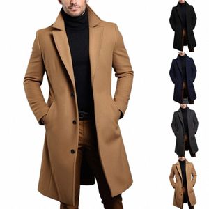 atutumn Winter Lg Warm Wool Trench Coat For Men Solid Color Single Breasted Luxury Wool Blends-Overcoat Tops Coats Clothing m4AJ#