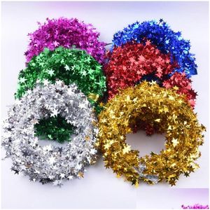 Juldekorationer 7,5 meter stjärna Tinsel Garland Wire Home Decor Tree Decoration Diy Crafts Party Supplies Drop Delivery Garden FE DHG0O