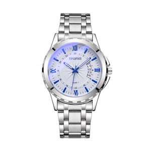 Nowa marka Waterproof Męski zegarek kalendarzowy z Blue Light Steel Band