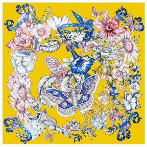 130 см брендовый квадратный шарф с бабочкой и цветком, женский шарф из 100% шелка, пашмины, модный женский платок, дизайнерский платок, шарф 240321