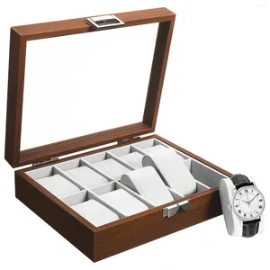 Titta på lådor Display Case Organizer Tray Jewelry Holder 10 Slot med fönster