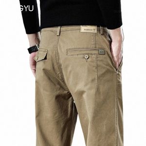 new 97% Cott Cargo Trousers Men Outdoor Fit Straight Solid Color Work Sweatpants Man Jogger Overalls Korean Casual Pants Male n0TG#