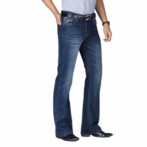 Denim queimado jeans homens boot corte denim calças confortáveis ligeiramente magro clássico solto casual azul preto calças para masculino bootcut k02e #