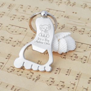 Openers 20pcs Personalized Baby Foot Shaped Keychain Bottle Opener Baby Shower Favor Baptism Celebration Party Souvenir Gifts for Guests