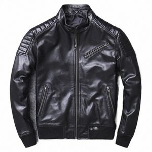 Pilot Sheepskin Real Men Leather Jacket Slim Short Aviati Motorcykel äkta läderbomberjacka Stor storlek 4xl Flight Coats Z2TO#