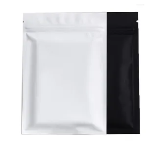 Förvaringspåsar 18x26 cm matt vit svart aluminium folie mylar väska återlämnbar värme tätning te kaffebönor matförpackning stor ziplock