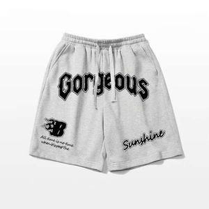 Amerikanskt modemärke hiphop tryckt basket shorts för mäns sommargata hiphop-sport, student casual fem stycken byxor