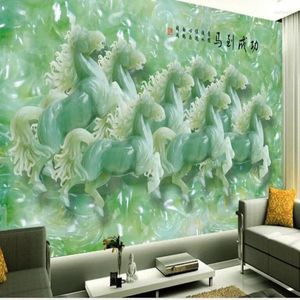 Wallpapers Wellyu Custom Large Fresco Horse To The Success Of Jade Carving Eight Chun Figure TV Wall Wallpaper Papel De Parede