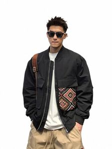 bomber Jacket Men Japanese Baseball Coat Spring Autumn Ne'w Fi Streetwear Pockets Hatl Pilot Jacket Top Men's Clothing S6E6#